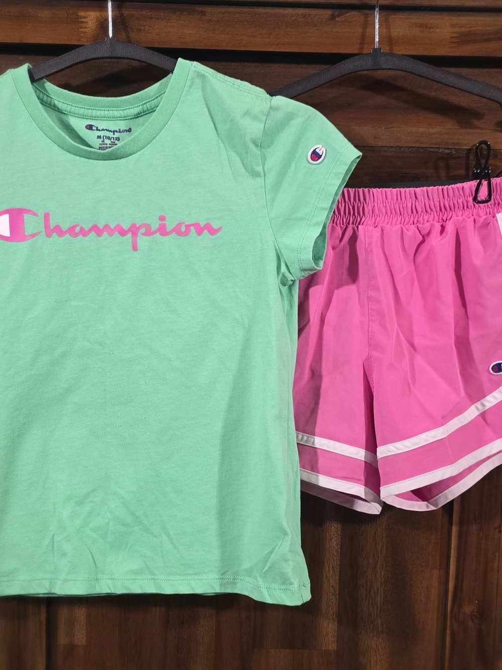 Champion Mint Green Tee & Hot Pink Shorts Set